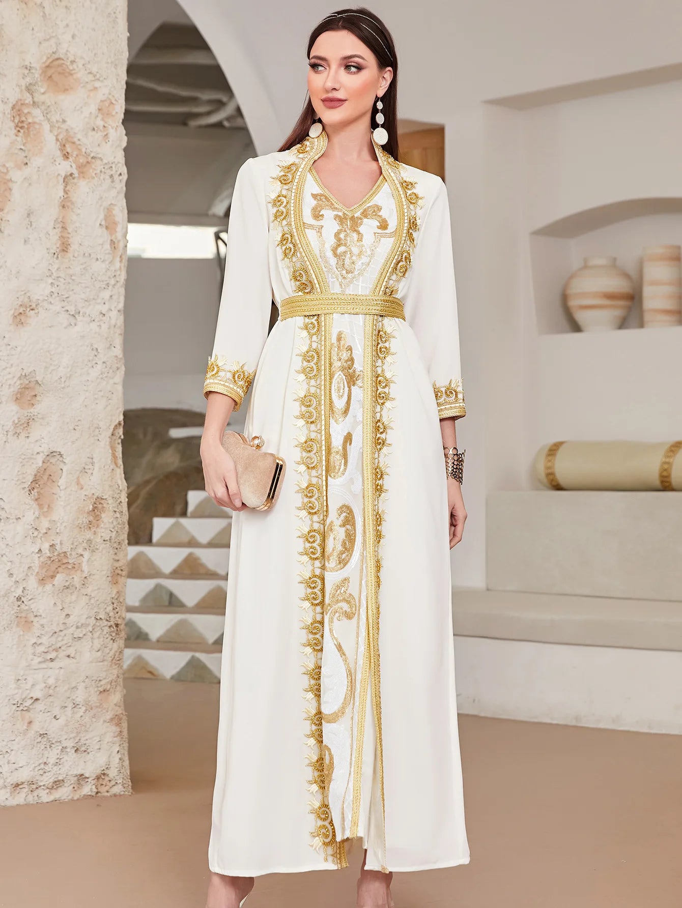 Ramadan White Embroidered Abaya