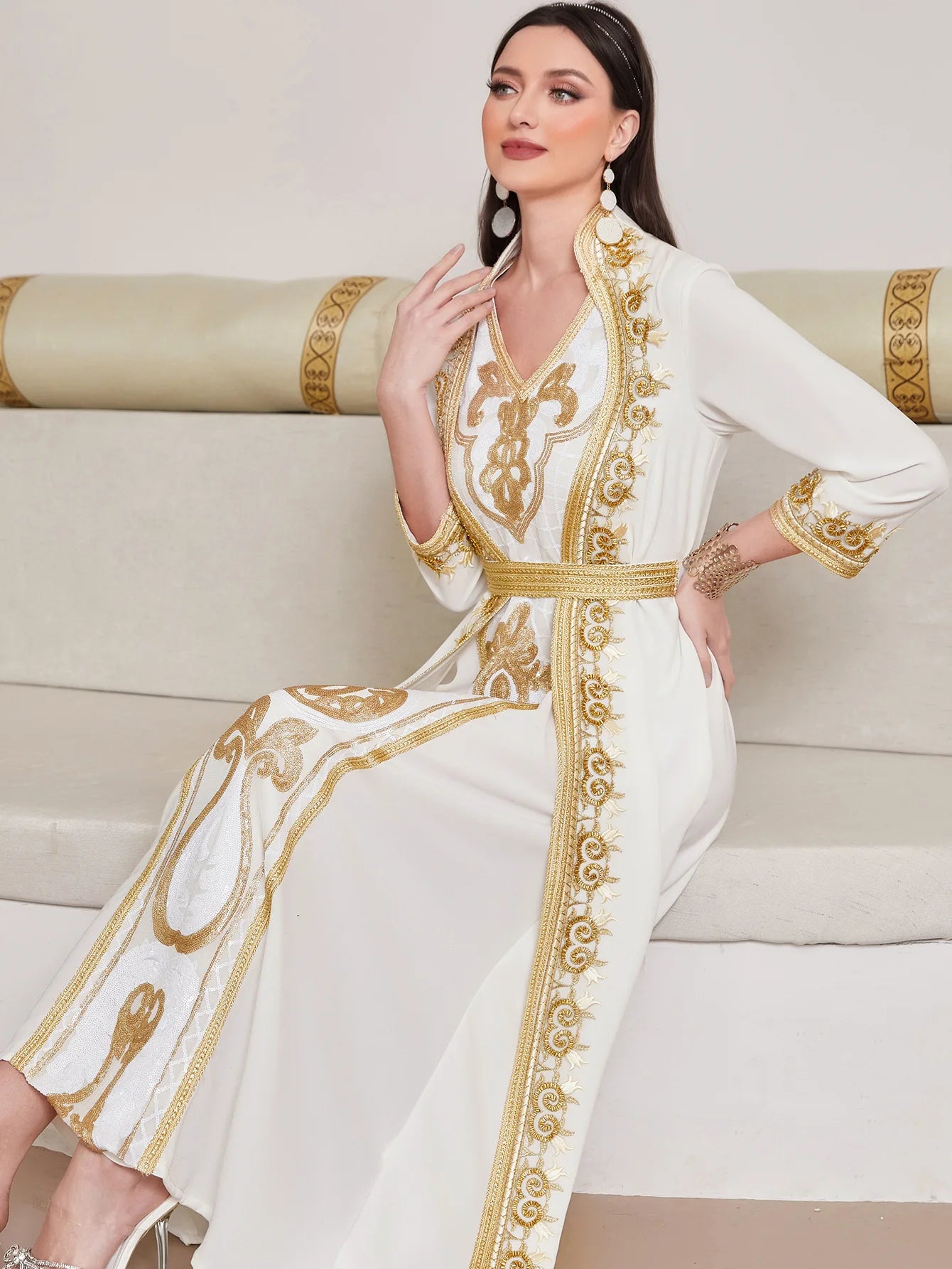 Ramadan White Embroidered Abaya