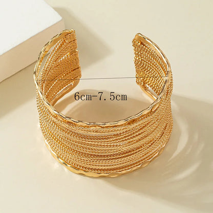 Metal Chain Geometric Cuff Bracelet