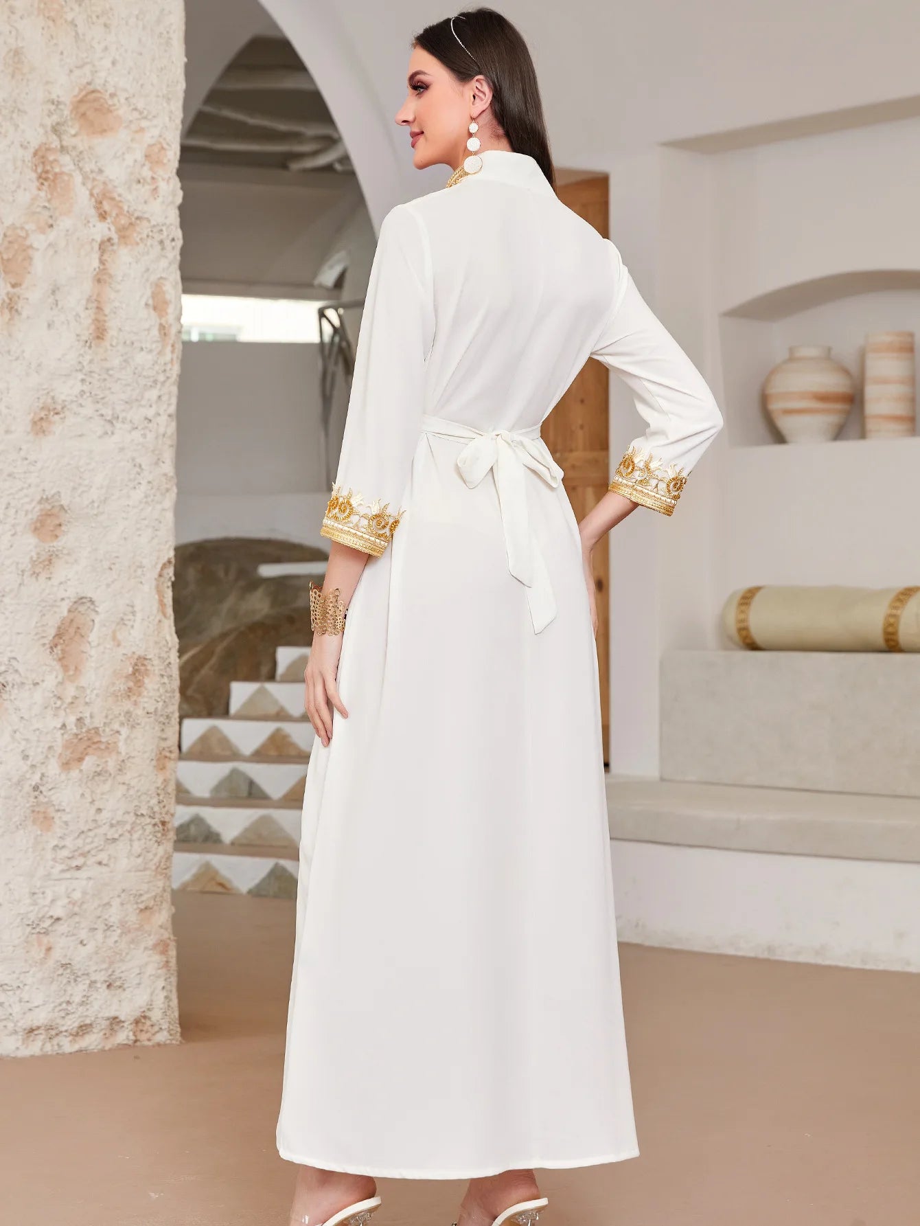 Ramadan White Embroidered Abaya