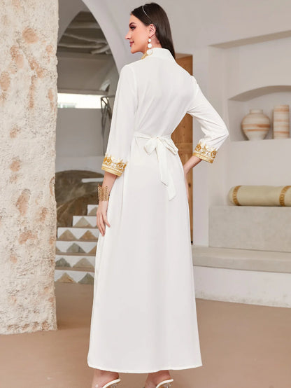 Ramadan White Embroidered Abaya