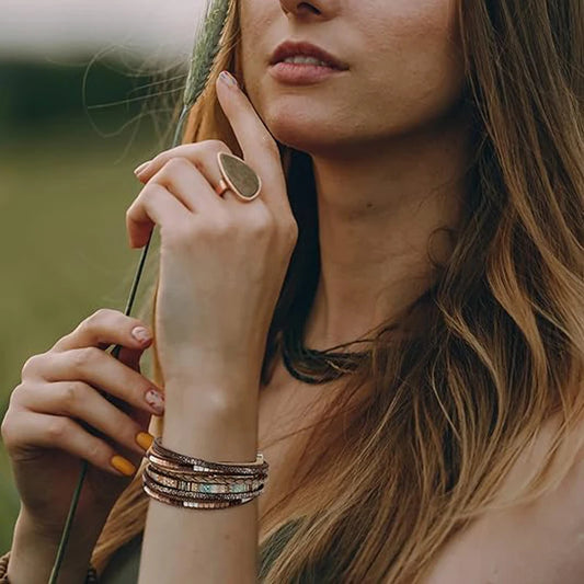 Leopard Crystal Leather Cuff