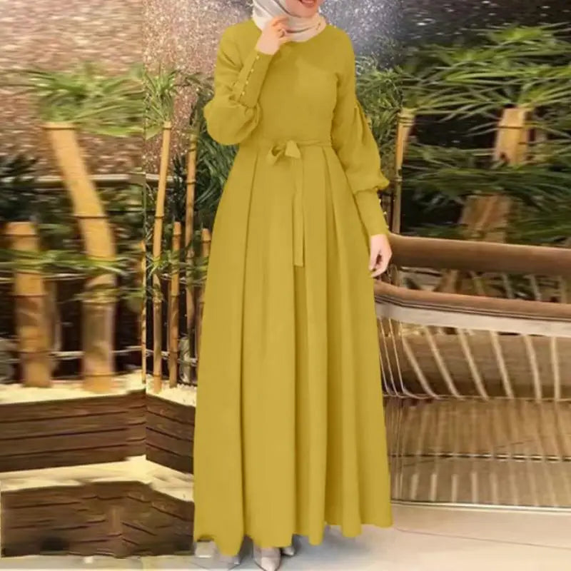 Elegant Long Sleeve Muslim Kaftan Dress