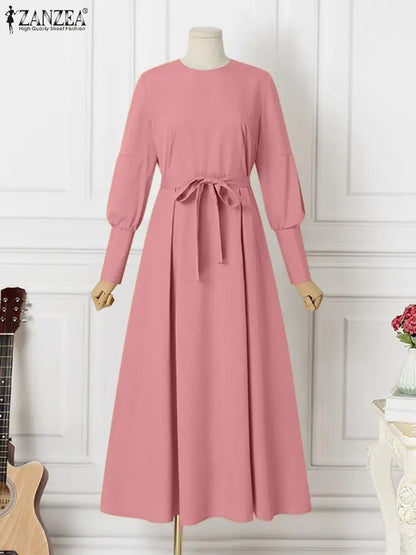 Elegant Long Sleeve Muslim Kaftan Dress