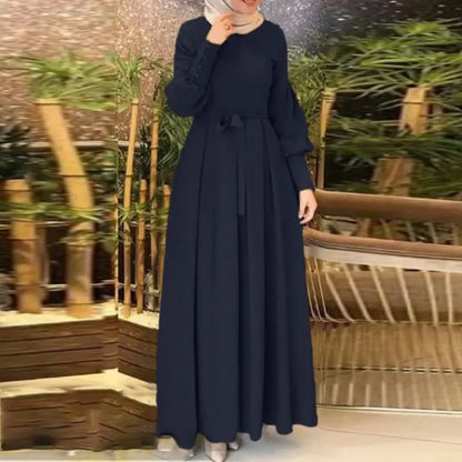 Elegant Long Sleeve Muslim Kaftan Dress