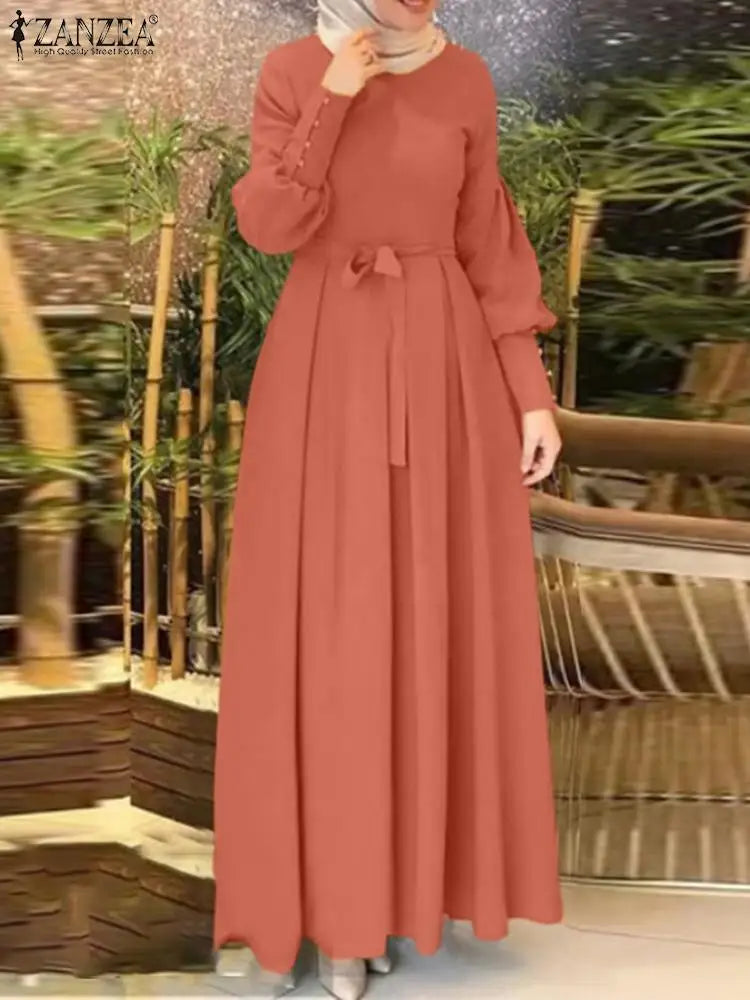 Elegant Long Sleeve Muslim Kaftan Dress