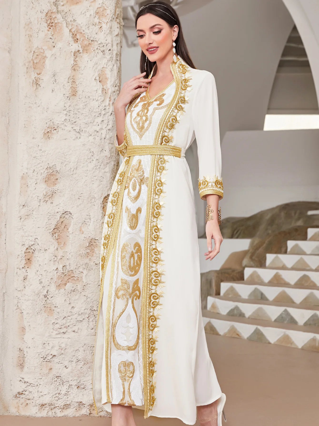 Ramadan White Embroidered Abaya