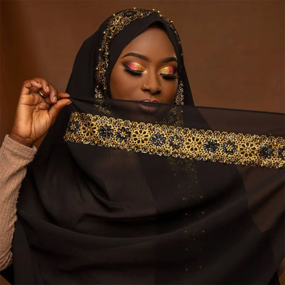 Lace Chiffon Beaded Hijab