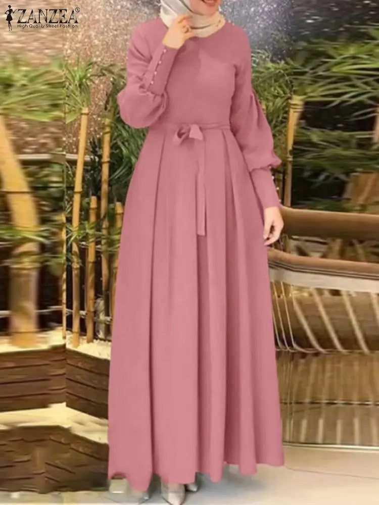 Elegant Long Sleeve Muslim Kaftan Dress