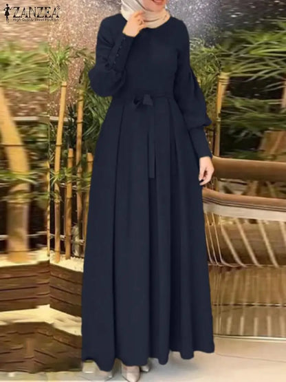 Elegant Long Sleeve Muslim Kaftan Dress