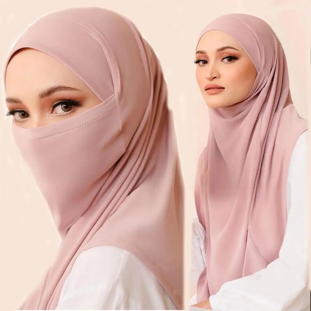 Breathable Ironless Instant Hijab with Face Mask